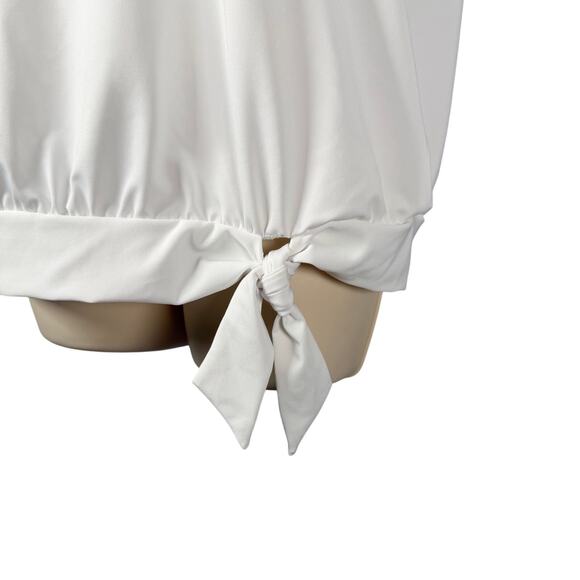 Lands End Swim Top Womens Small 6-8 White Tie Front Short Sleeve Blouson UPF 50 - Picture 3 of 15
